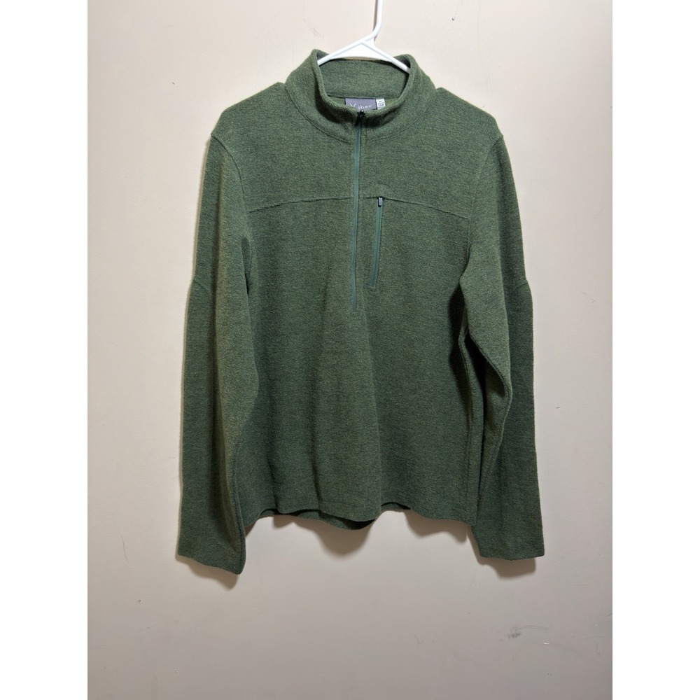 Ibex Merino Wool 1/2 Zip Pullover Men's Sz. M USA Made Green Hiking Outdoors